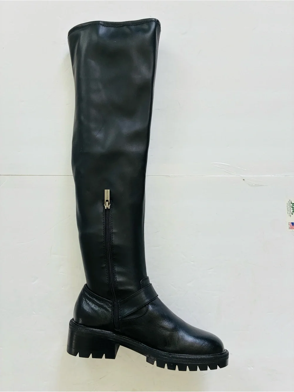 Vince Camuto Abrila Knee-High Black Leather Lug Sole Tall Boots Size 6.5 NEW - Picture 7 of 11